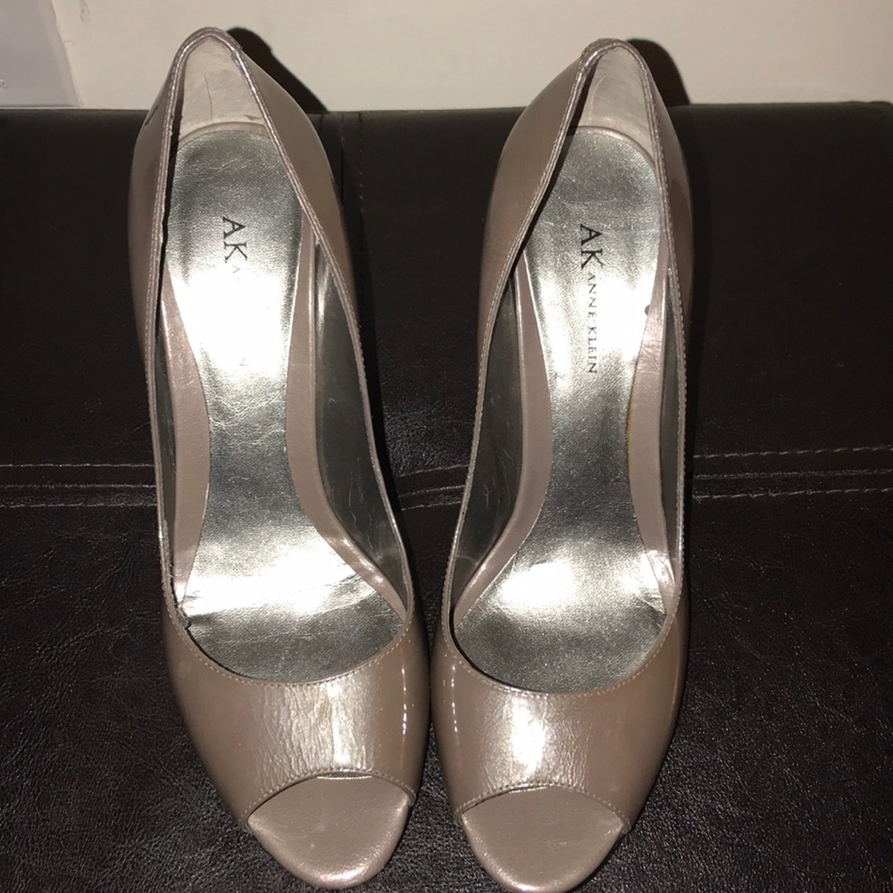 Grey Peep Toe Pumps